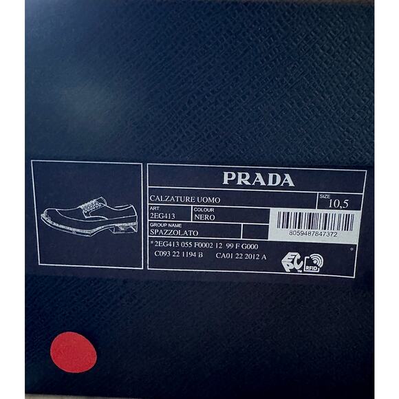 Prada NWB Black Spazzolato Square Toe Derby Oxfords main image 2